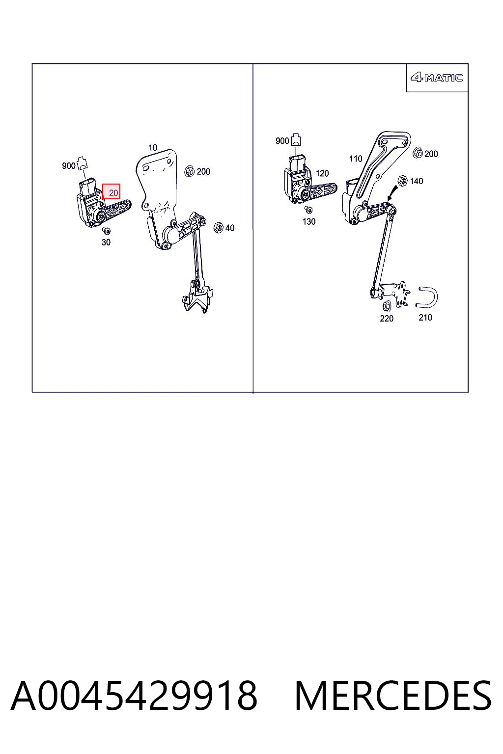 A0045429918 Mercedes Sensor de nivel de carrocería trasero