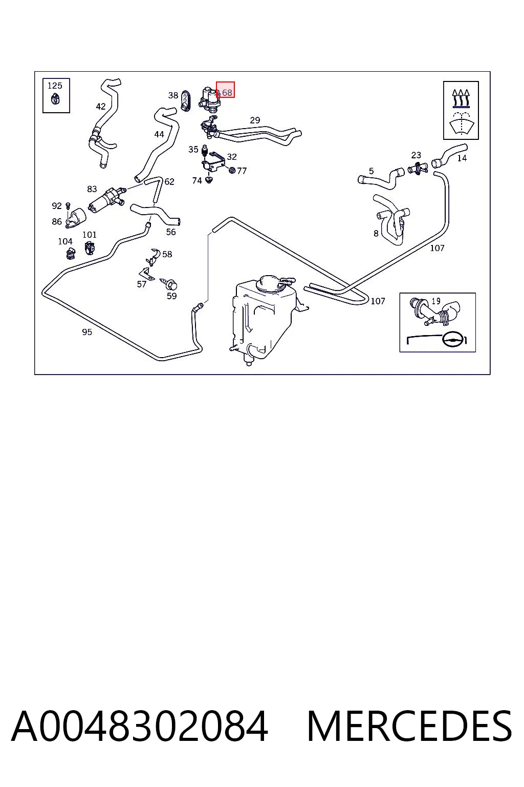 A0048302084 Mercedes Valvula del calefactor
