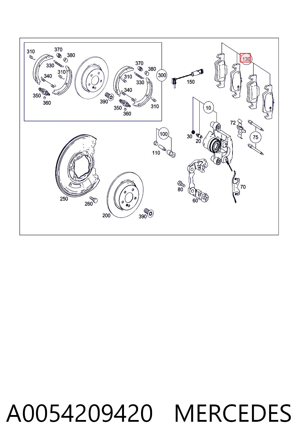 A0054209420 Mercedes Pastillas freno traseras
