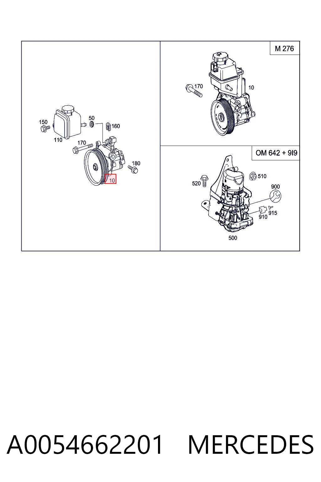 A0054662201 Mercedes Bomba hidráulica de dirección