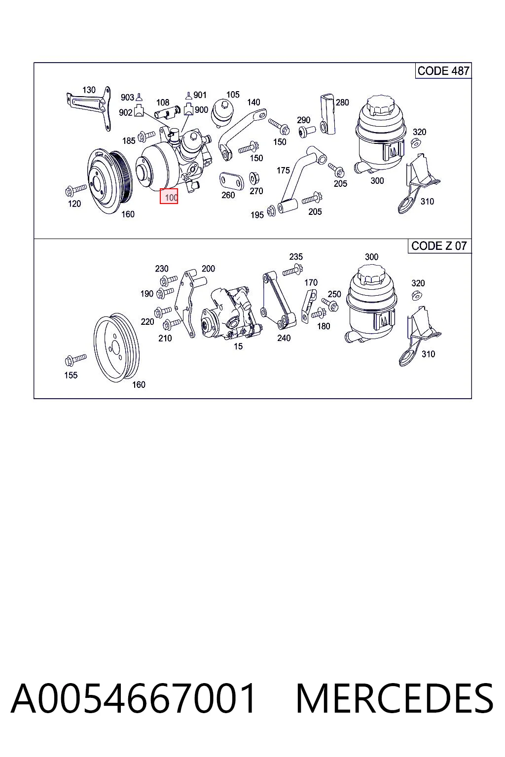 A0054667001 Mercedes Bomba hidráulica de dirección