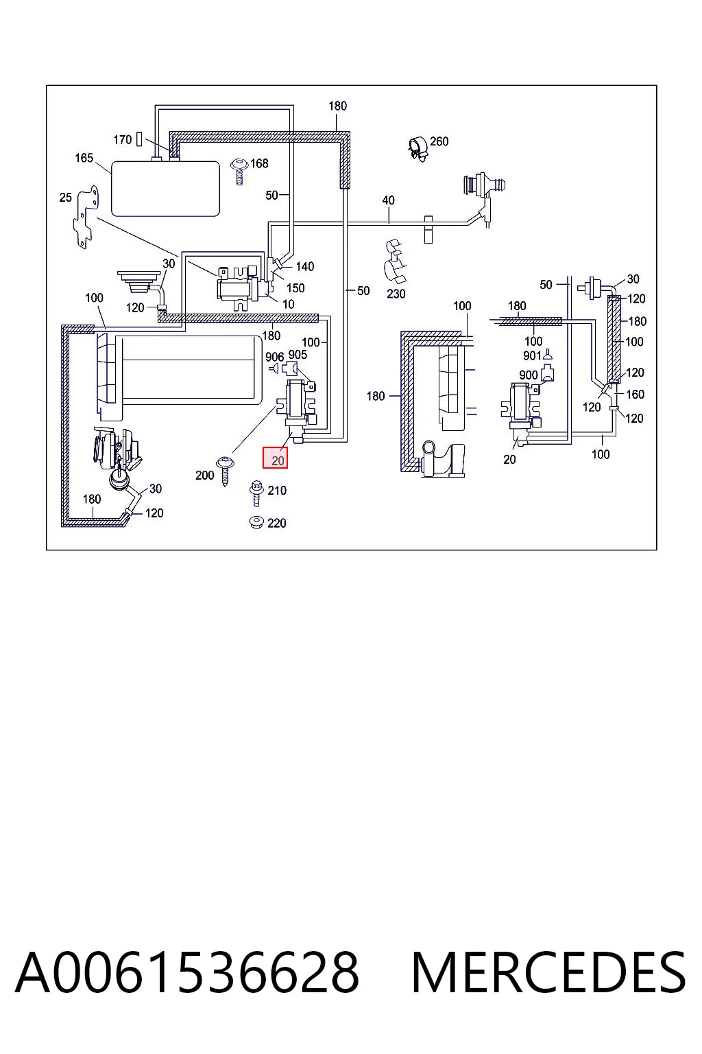 A0061536628 Mercedes Válvula solenoide de control de presión de sobrealimentación