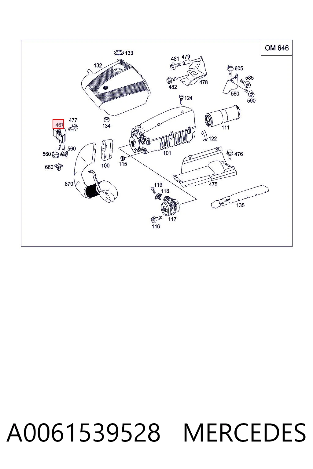 A0061539528 Mercedes Sensor de presion de escape