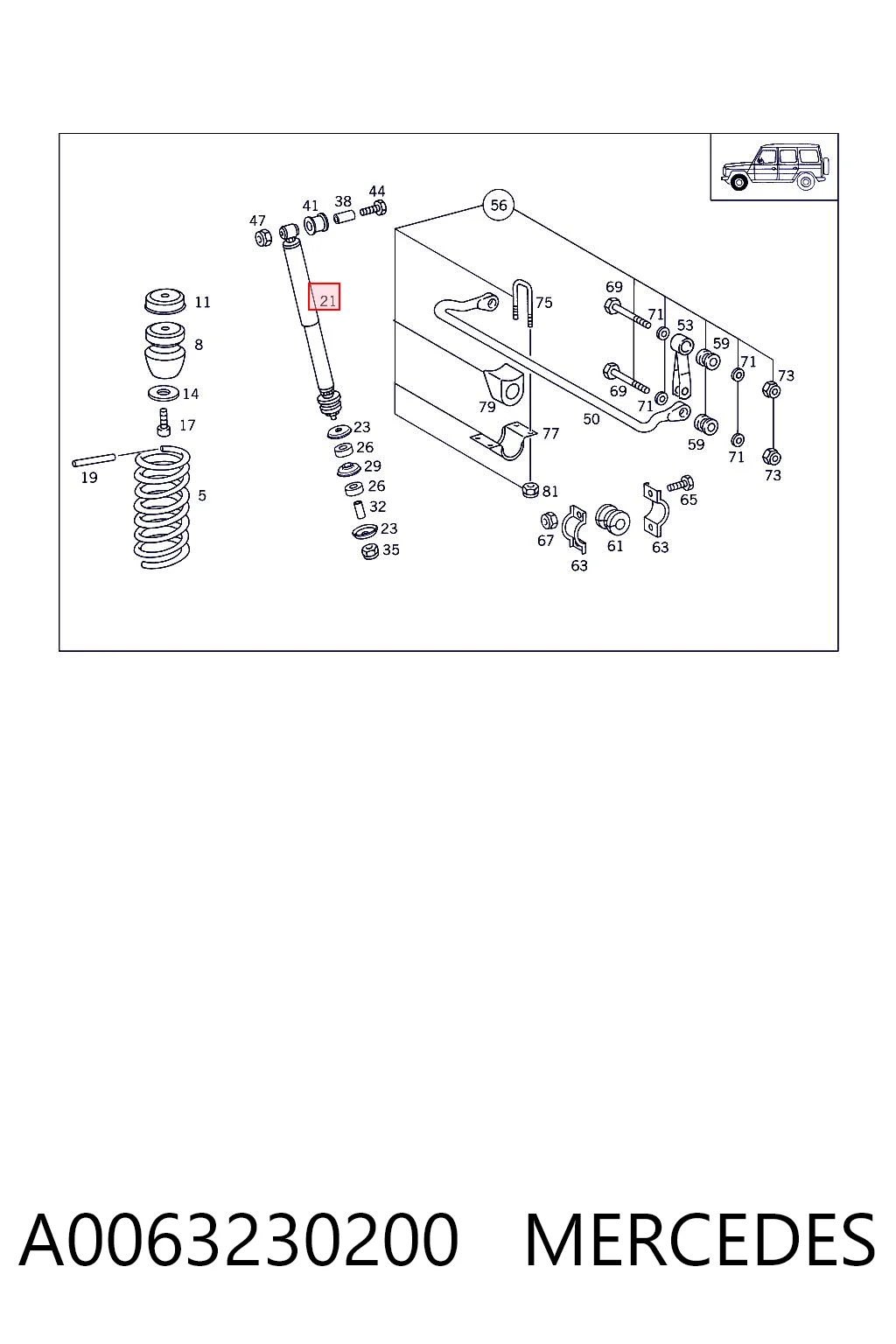A0063230200 Mercedes Amortiguador frontal
