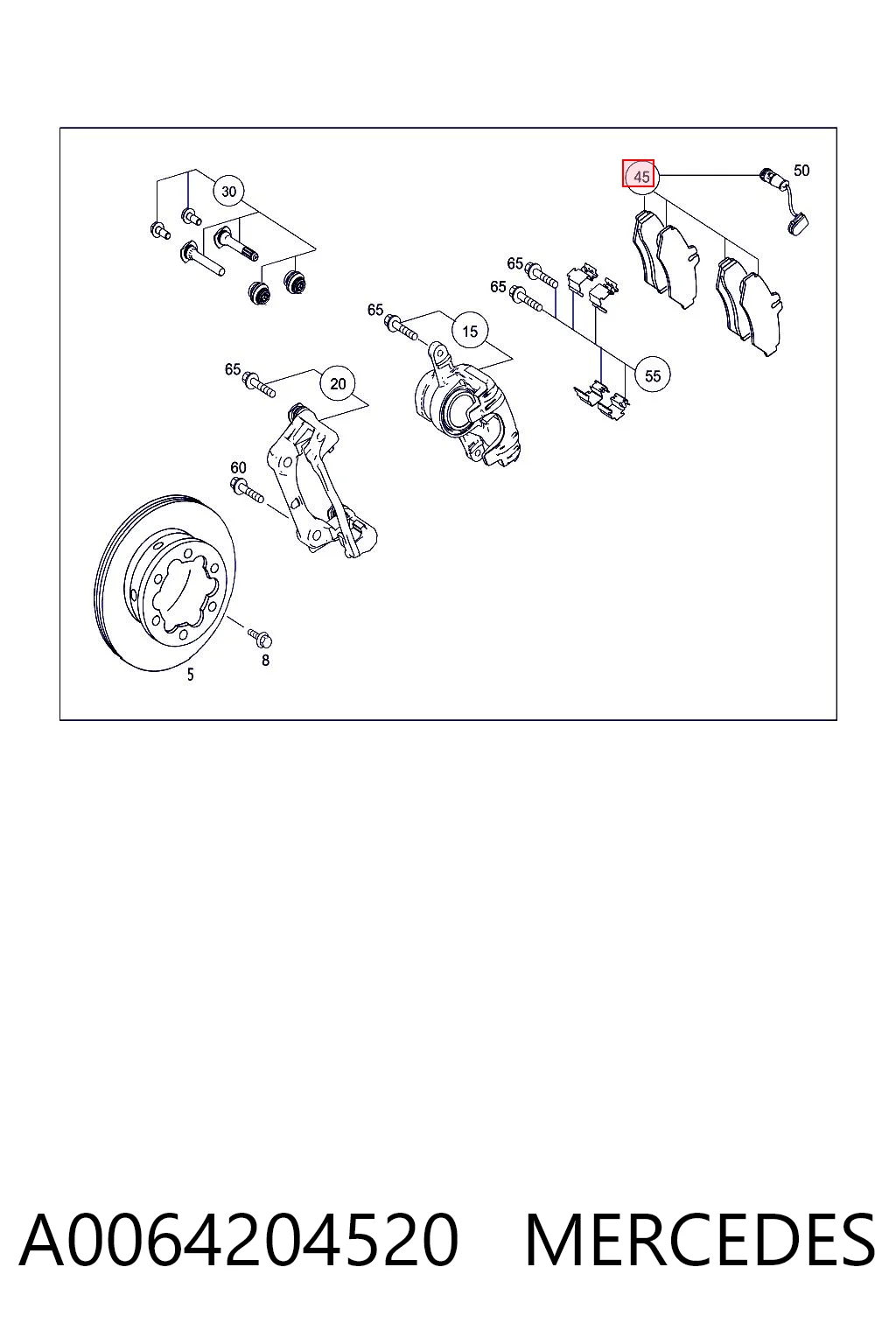 A0064204520 Mercedes Pastillas freno traseras