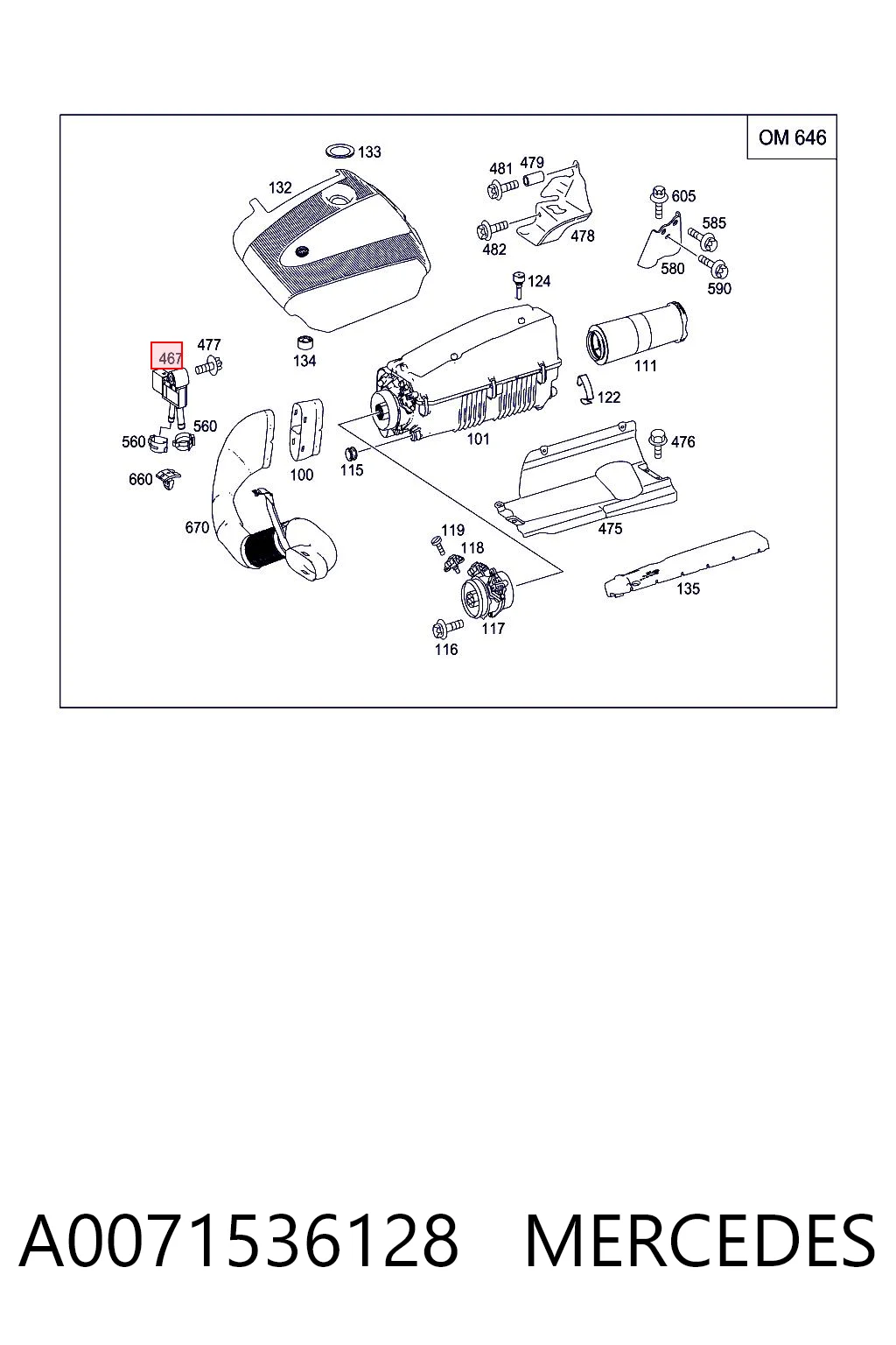 A0071536128 Mercedes Sensor de presion de escape