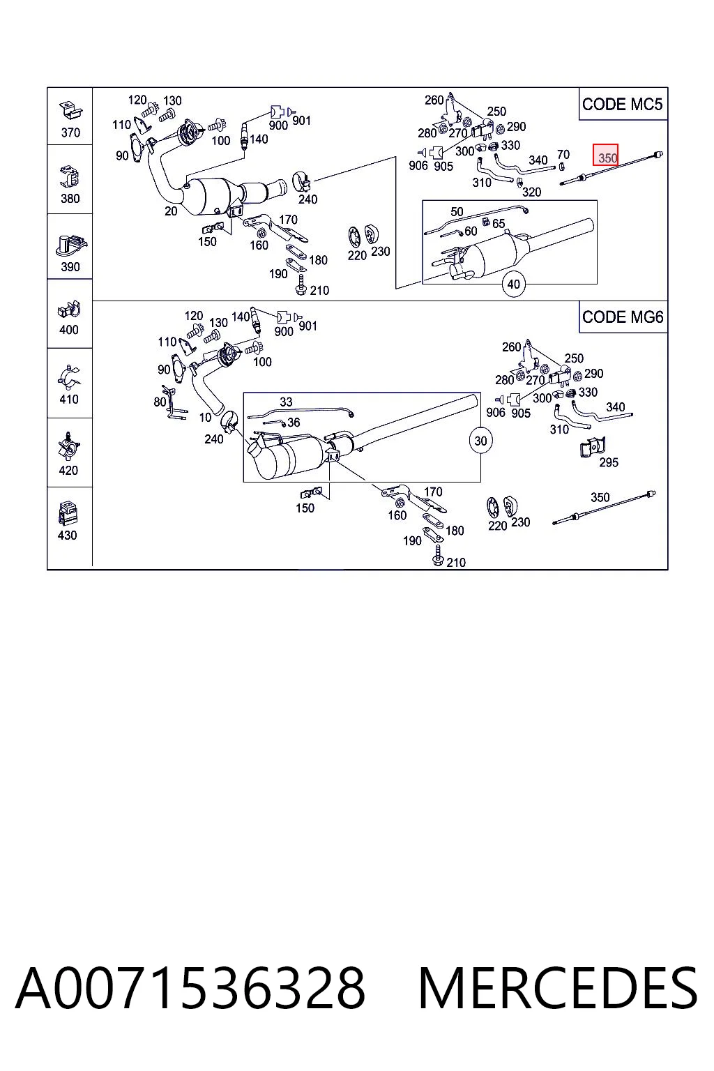A0071536328 Mercedes Sensor de temperatura de gases de escape del filtro de partículas