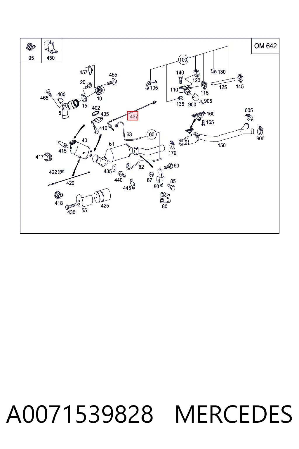 A0071539828 Mercedes Sensor de temperatura de gases de escape antes del catalizador