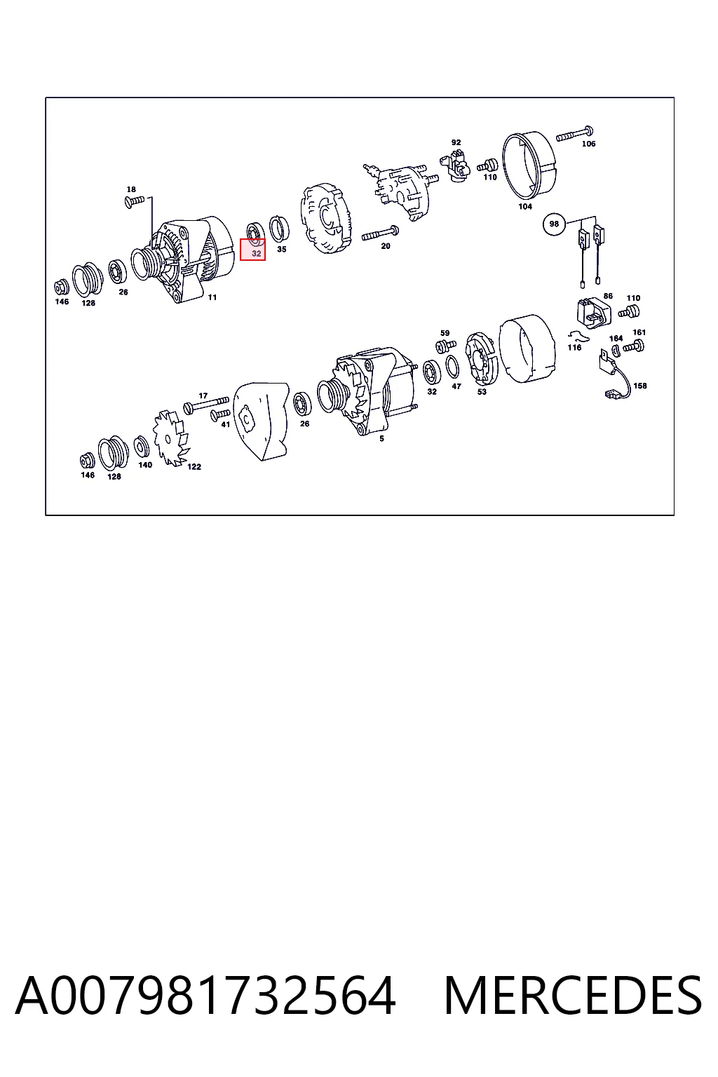 Cojinete alternador para Mercedes E  (A124)