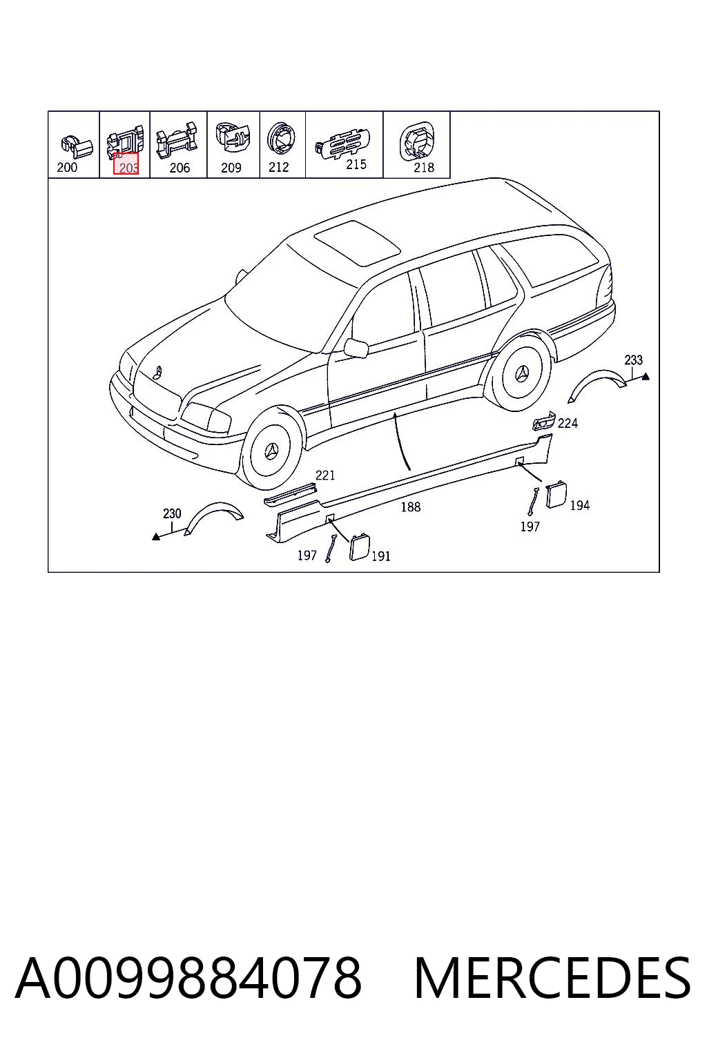 A0099884078 Mercedes Soporte de umbral