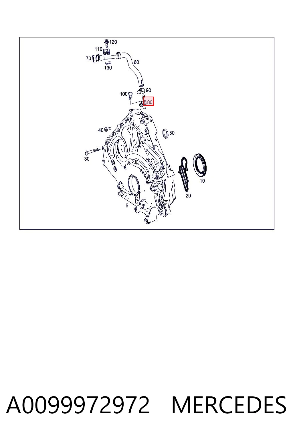 A0099972972 Mercedes Racor del bloque del sistema de refrigeración