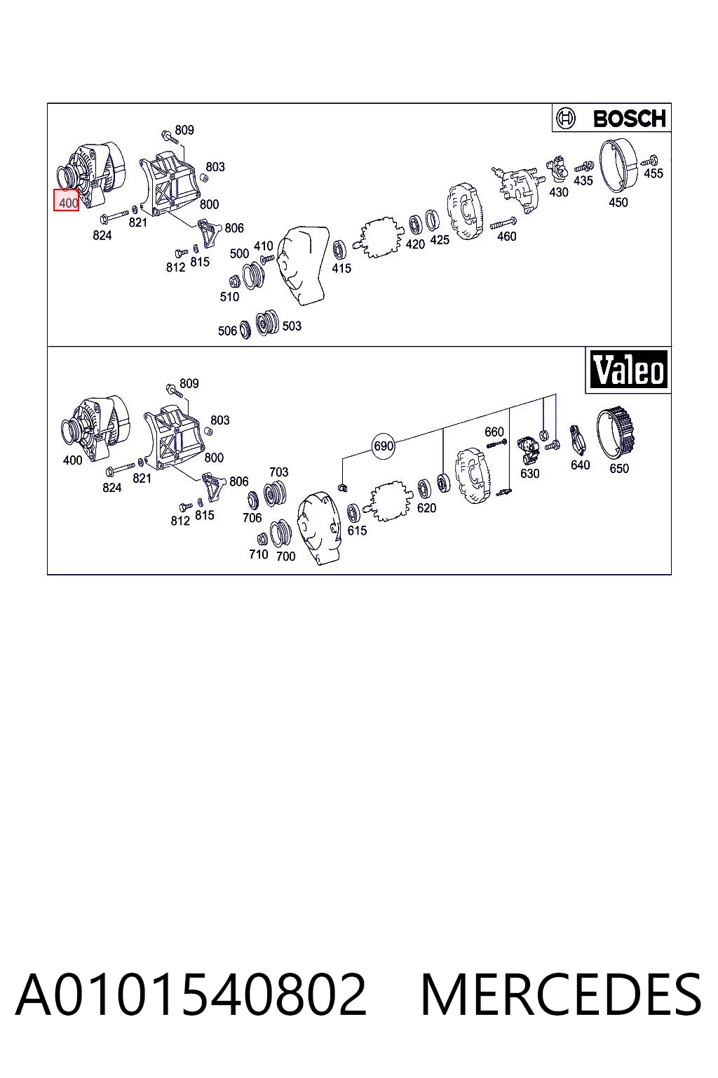 A0101540802 Mercedes Alternador de coche