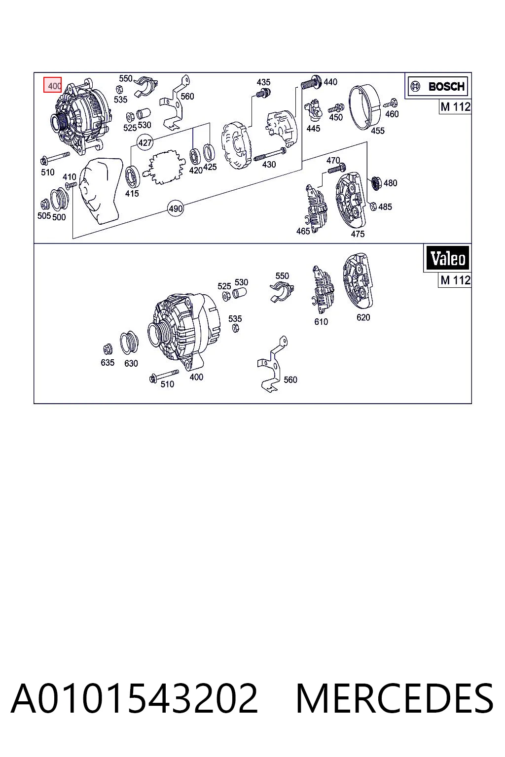 A0101543202 Mercedes Alternador de coche