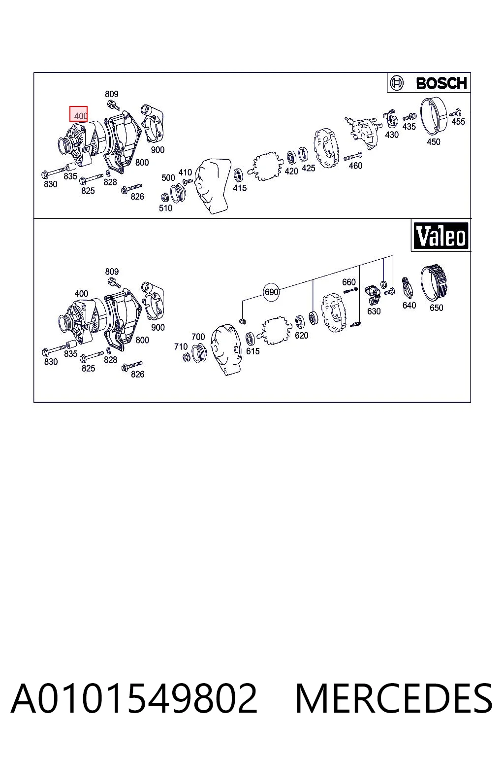 A0101549802 Mercedes Alternador de coche