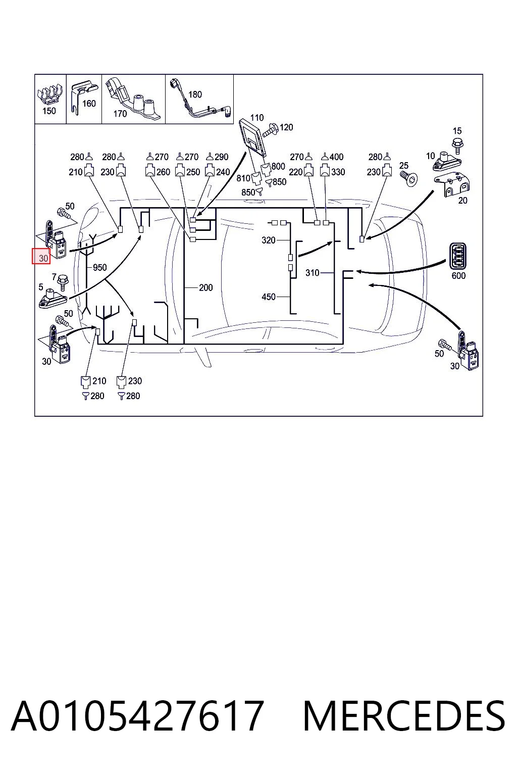 A0105427617 Mercedes Sensor de nivel de carrocería delantero derecho