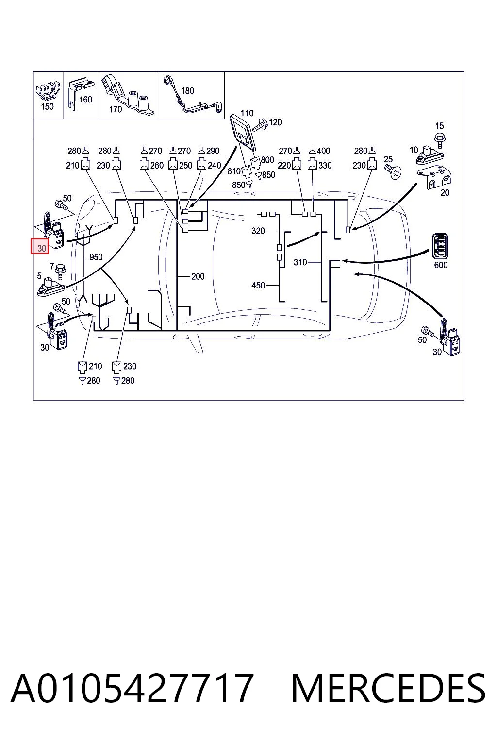 A0105427717 Mercedes Sensor de nivel de carrocería trasero