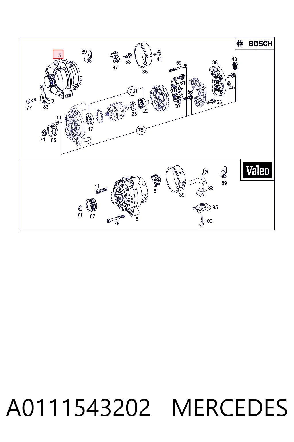 A0111543202 Mercedes Alternador de coche