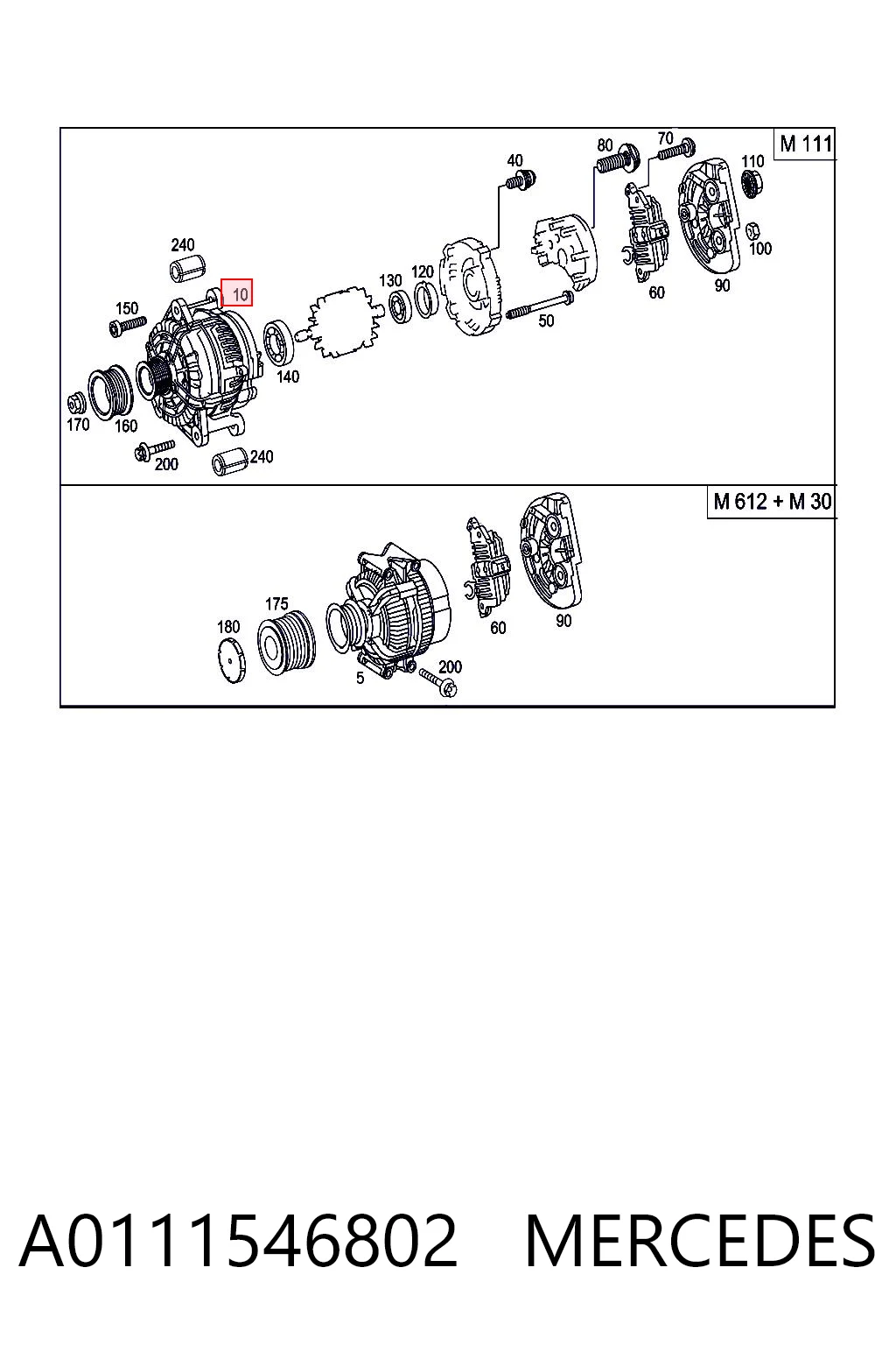 A0111546802 Mercedes Alternador de coche