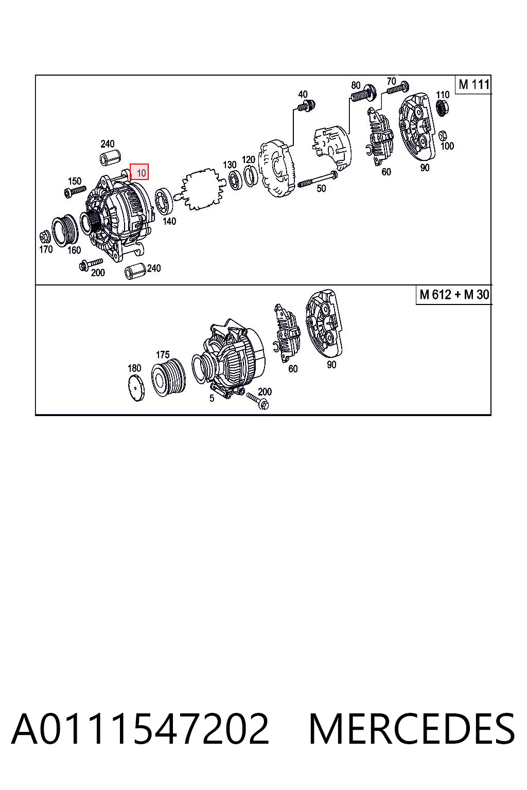 A0111547202 Mercedes Alternador de coche