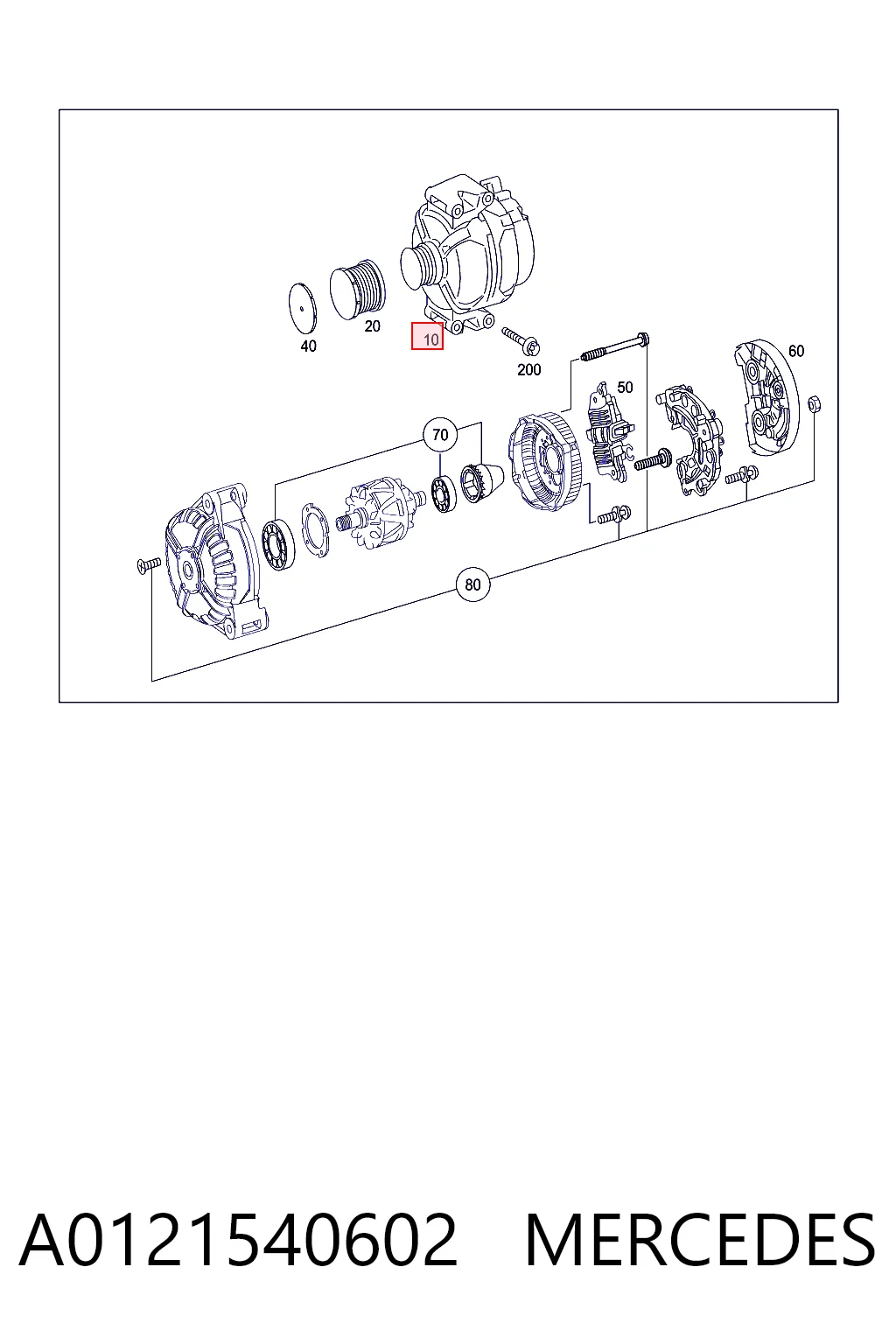 A0121540602 Mercedes Alternador de coche