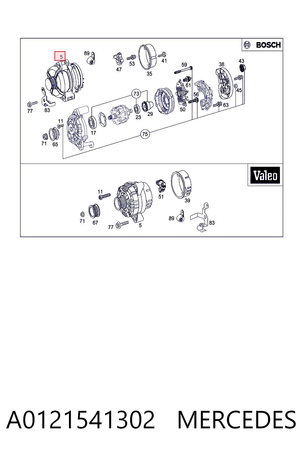 A0121541302 Mercedes Alternador de coche