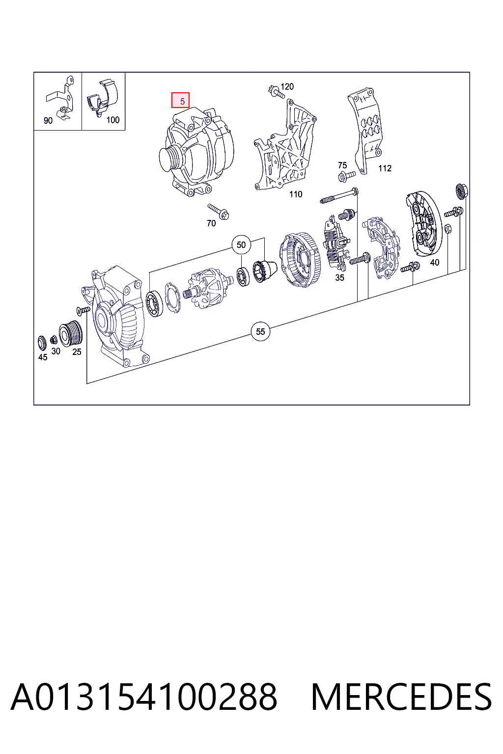 A013154100288 Mercedes Alternador de coche