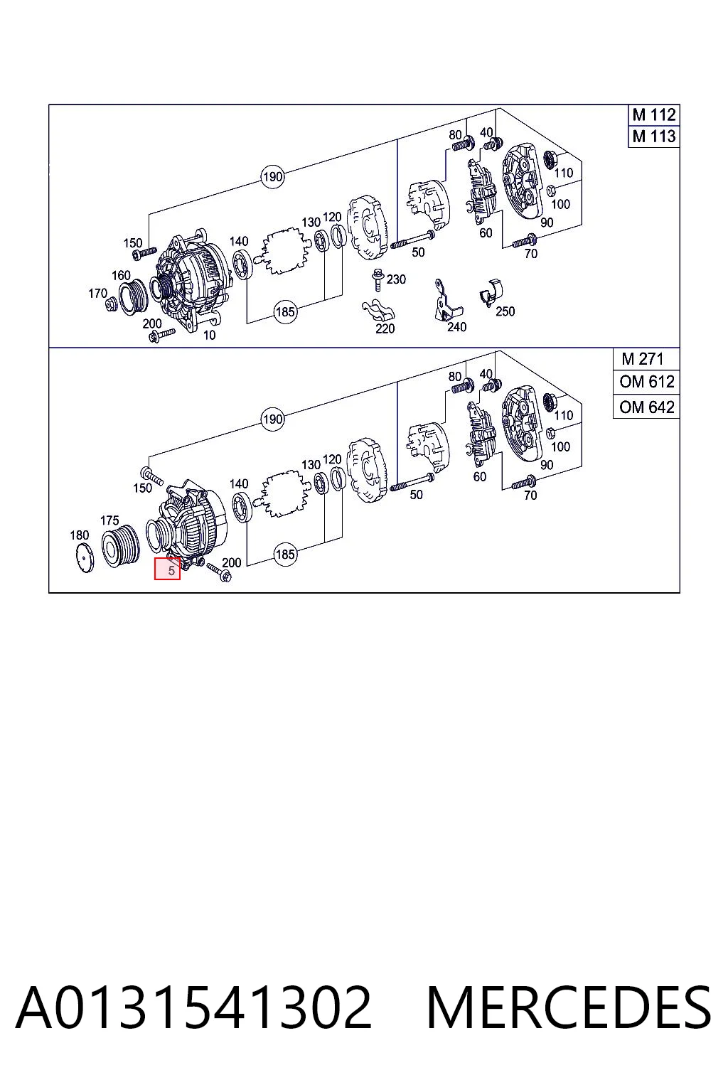 A0131541302 Mercedes Alternador de coche