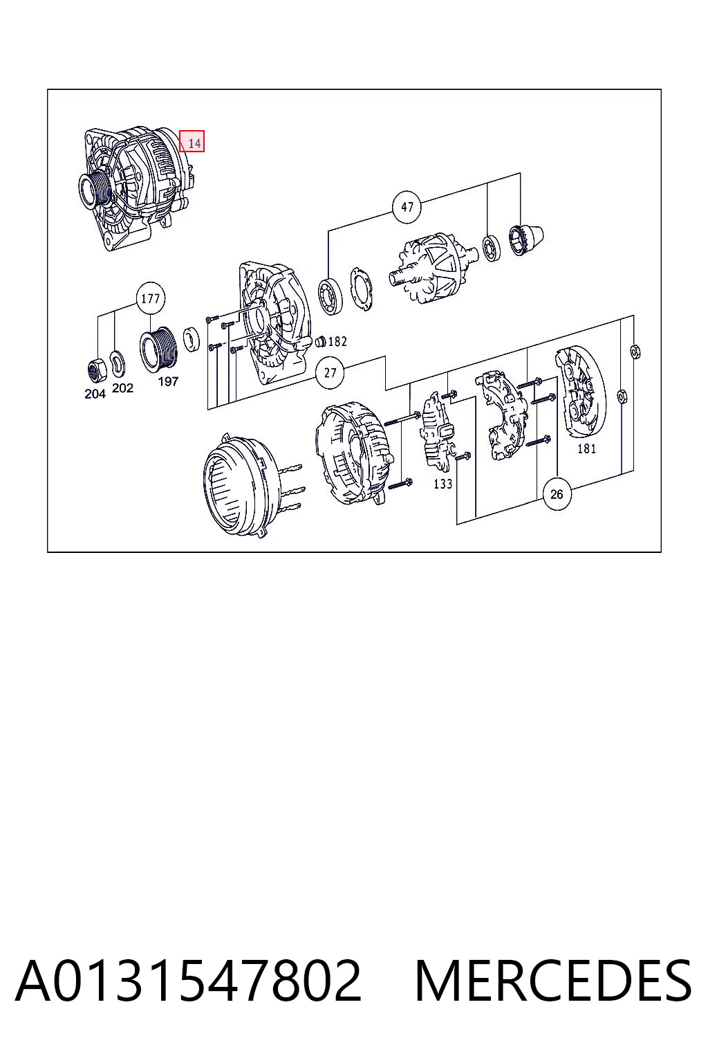 A0131547802 Mercedes Alternador de coche