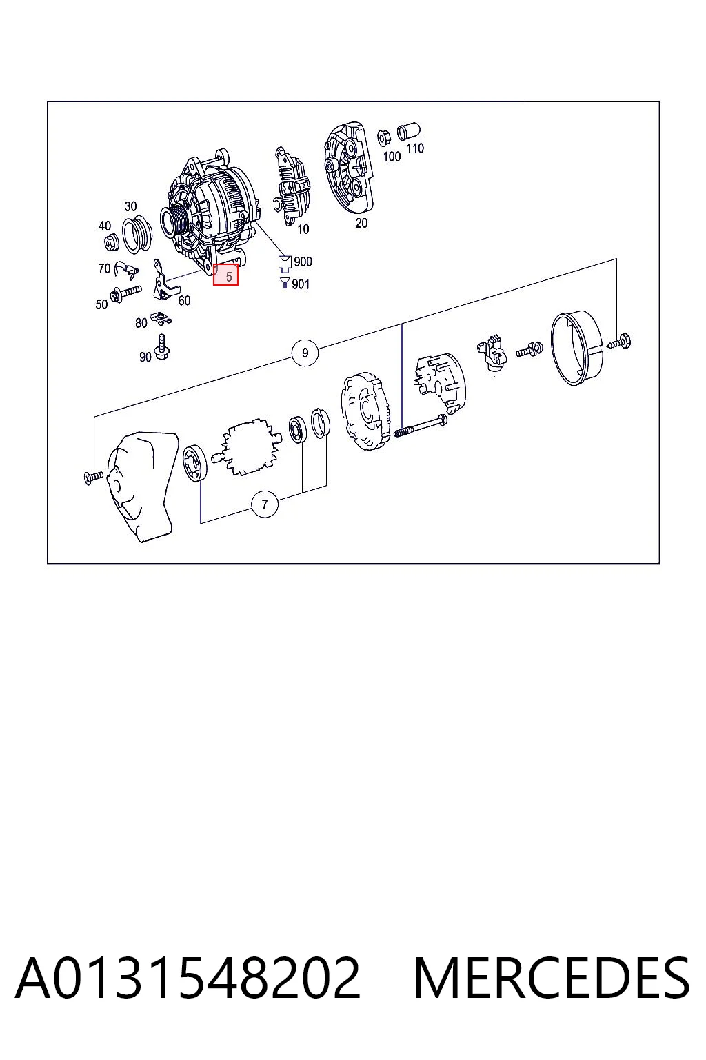 A0131548202 Mercedes Alternador de coche