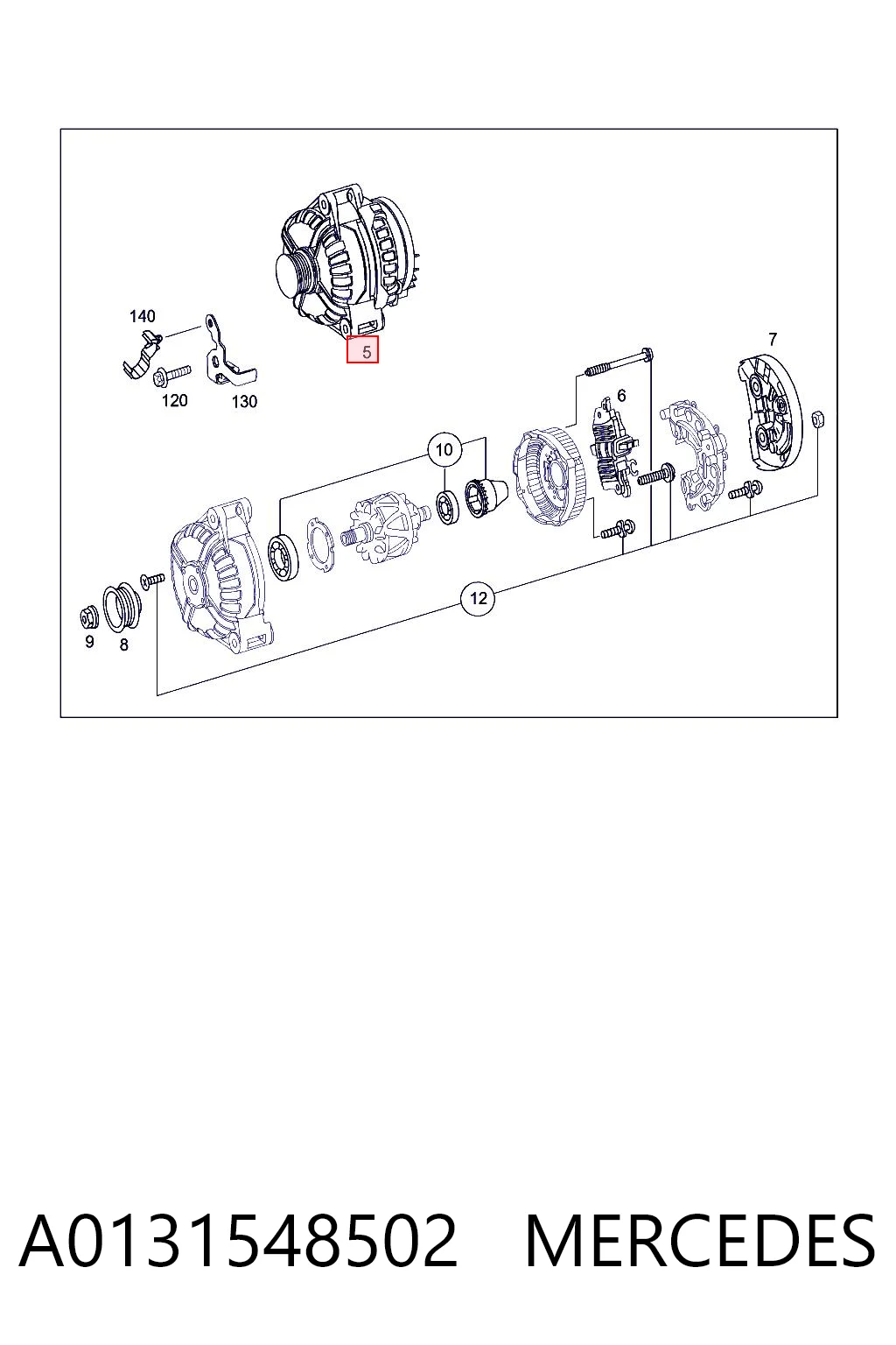 A0131548502 Mercedes Alternador de coche