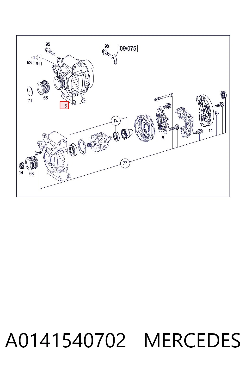 A0141540702 Mercedes Alternador de coche