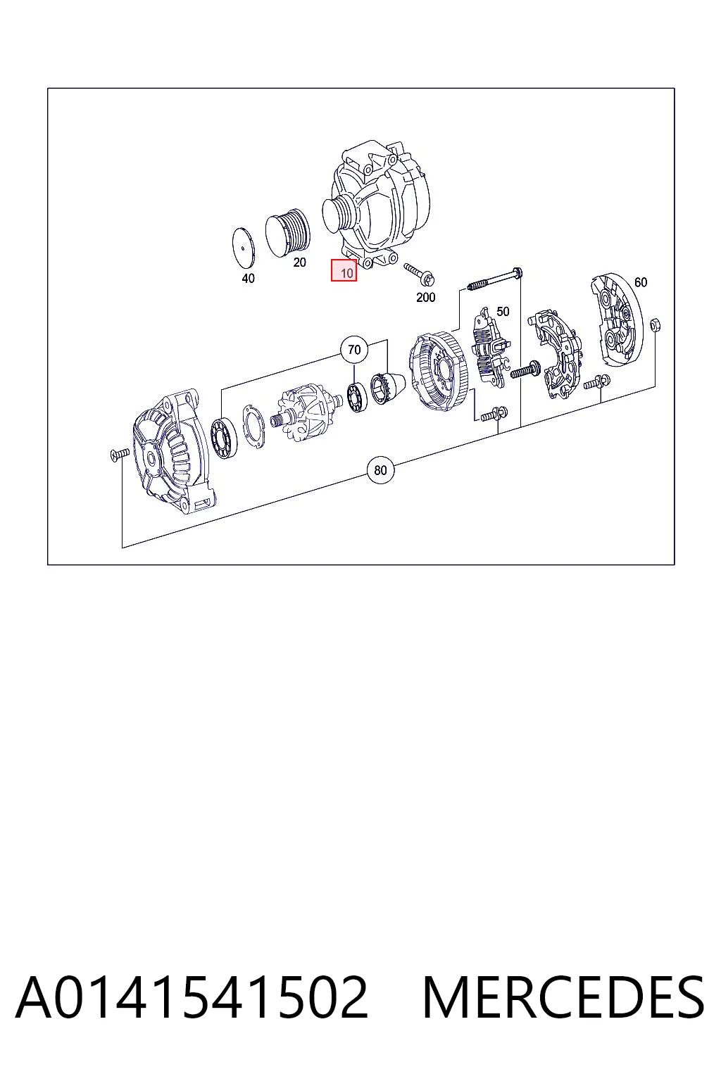 A0141541502 Mercedes Alternador de coche