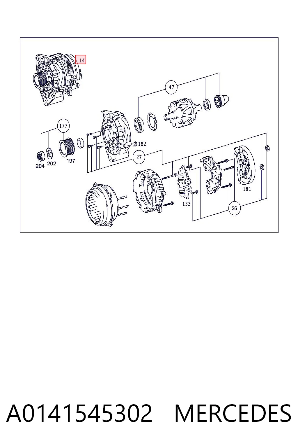 A0141545302 Mercedes Alternador de coche