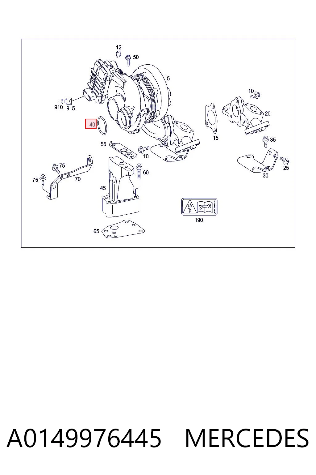 A0149976445 Mercedes Anillo del conducto de aire de sobrealimentación