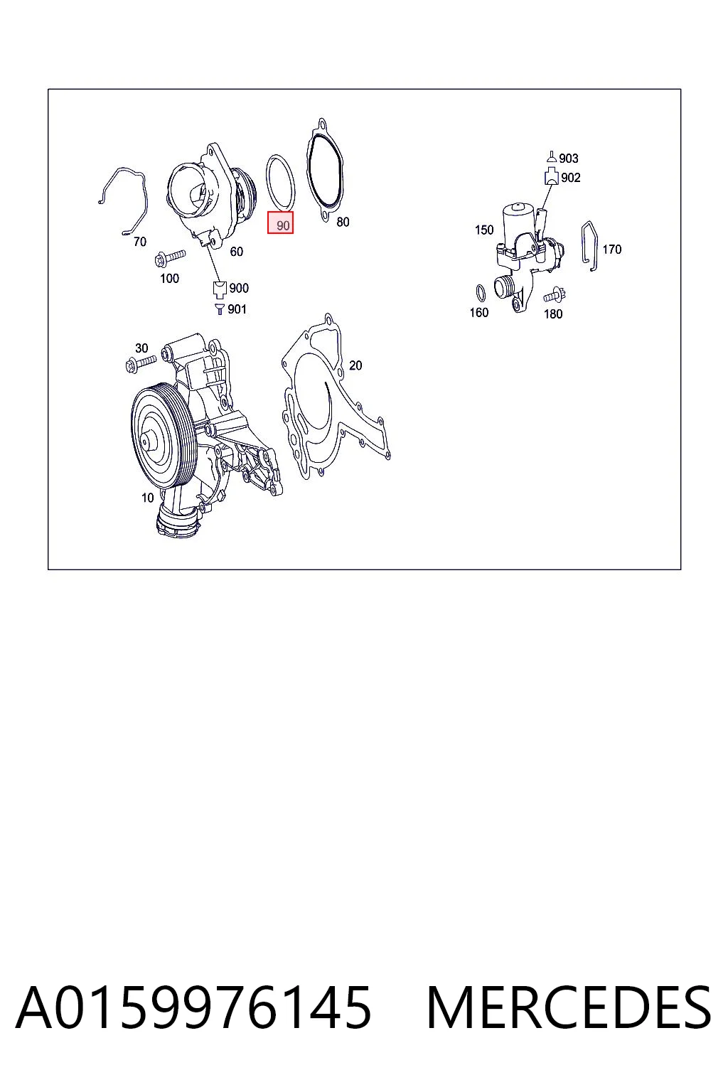 A0159976145 Mercedes Junta termostato
