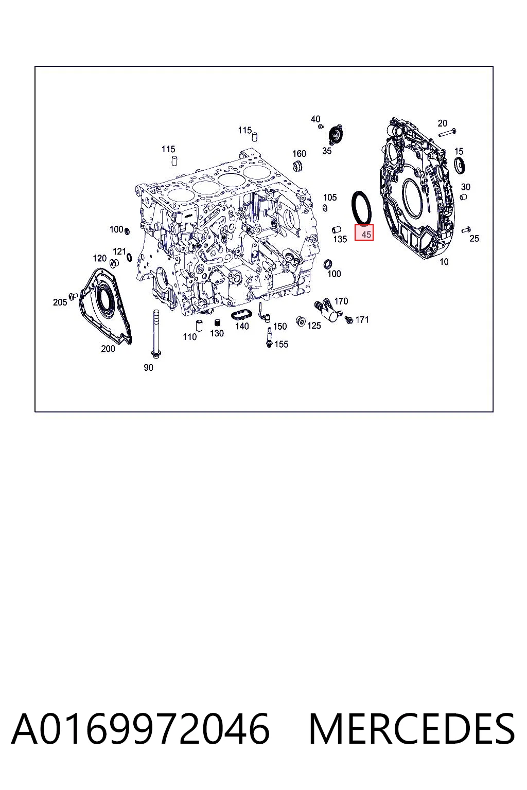 A0169972046 Mercedes Anillo retén cigüeñal
