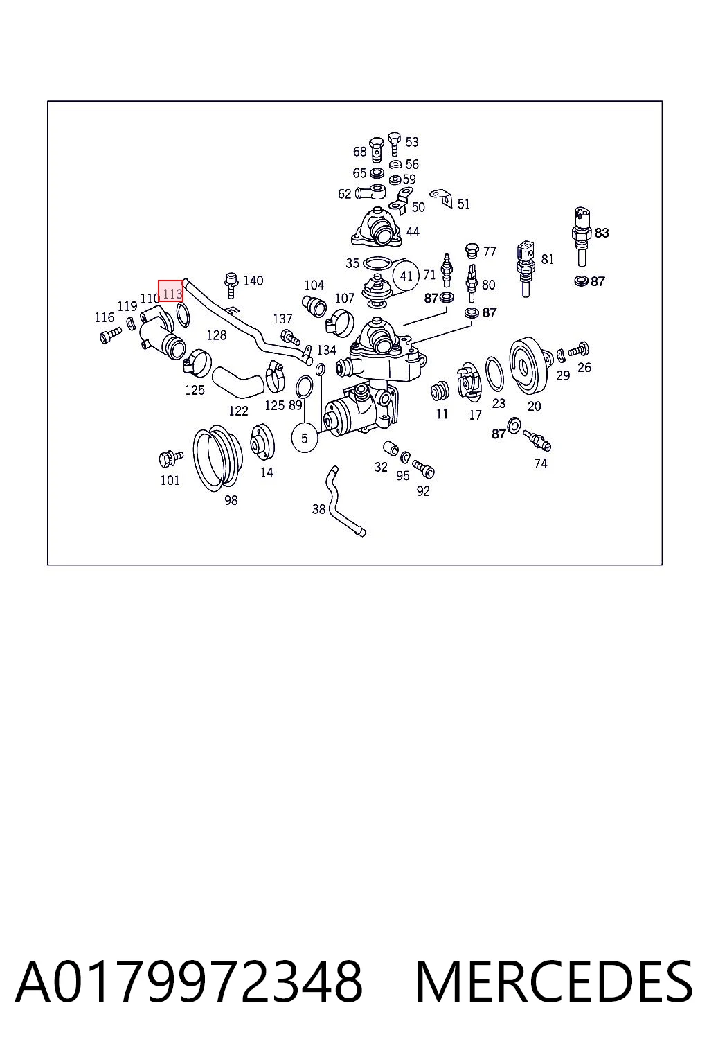 A0179972348 Mercedes Junta termostato