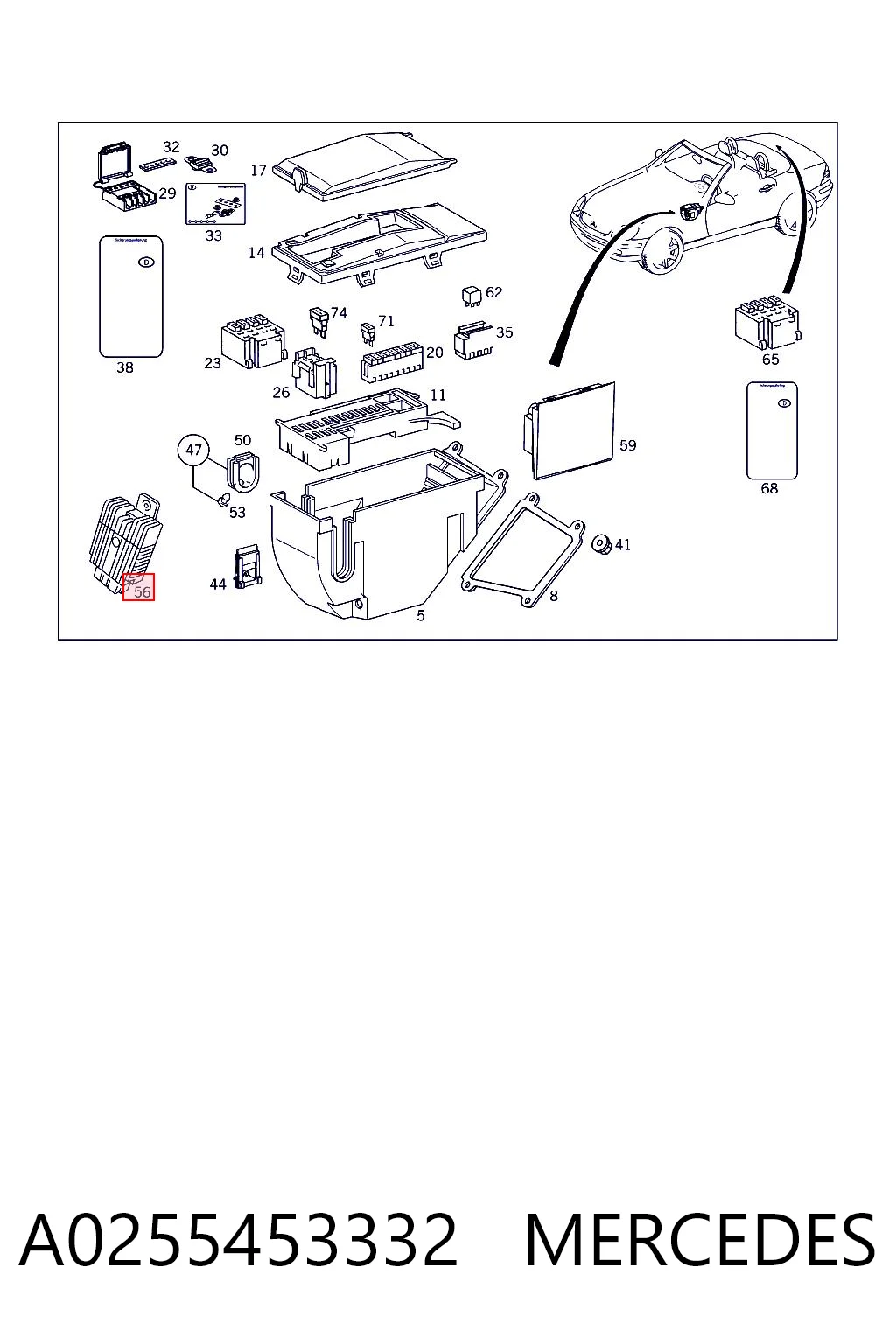 A0255453332 Mercedes Regulador de velocidad del ventilador de refrigeración (unidad de control)