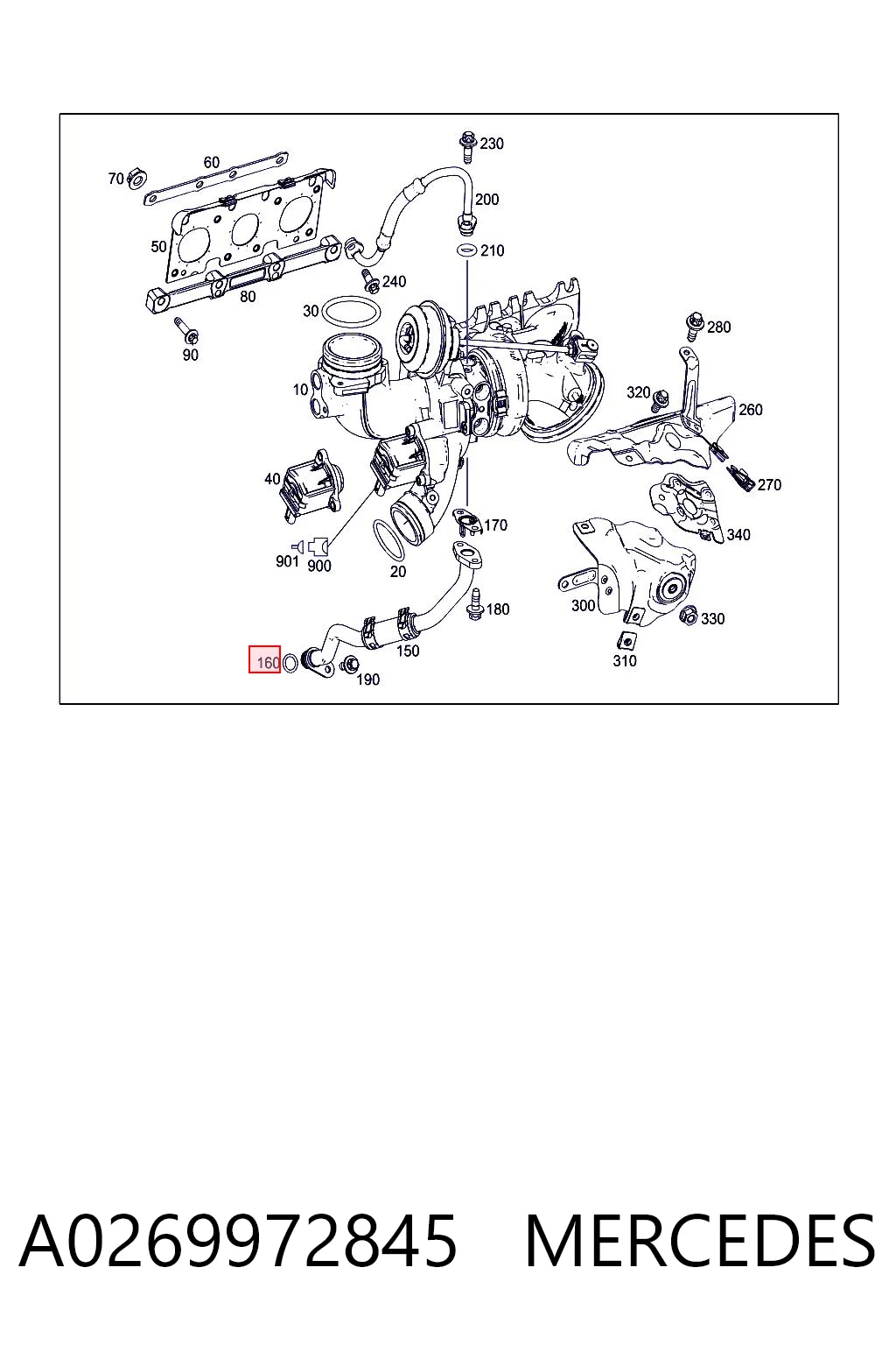 A0269972845 Mercedes Junta de manguera de drenaje de aceite de turbina
