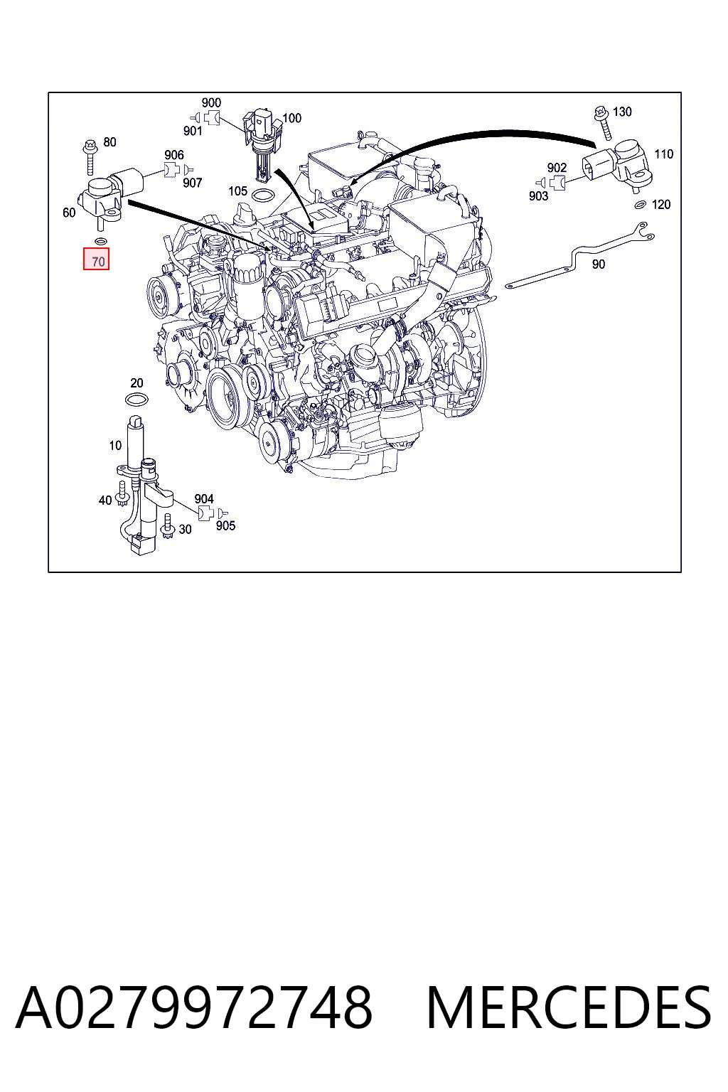 A0279972748 Mercedes Junta tórica del tubo del intercooler