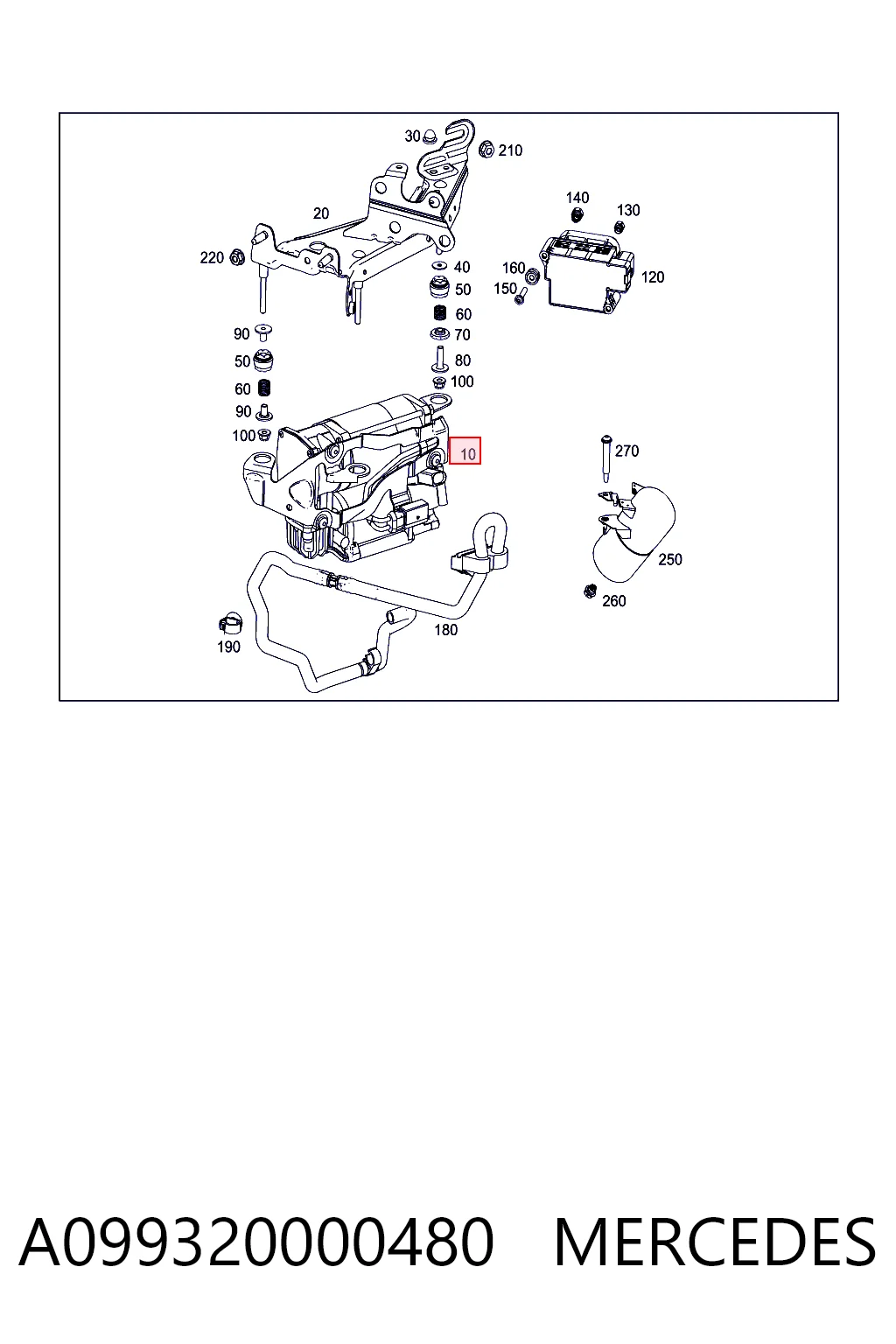 A099320000480 Mercedes Compresor de suspensión neumática