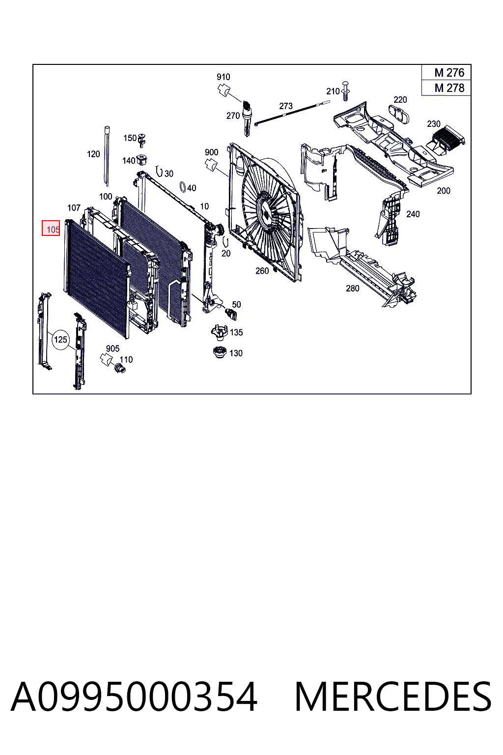 A0995000354 Mercedes Radiador de aire acondicionado