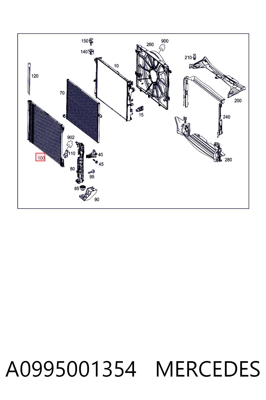 A0995001354 Mercedes Radiador de aire acondicionado