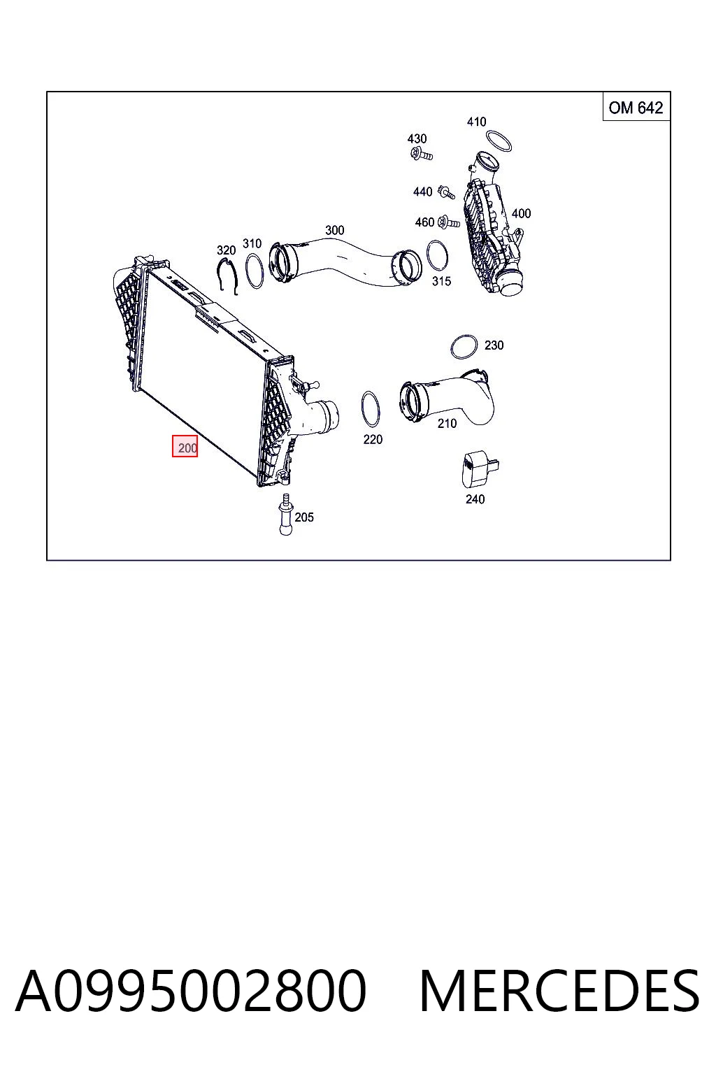 A0995002800 Mercedes Radiador de intercooler