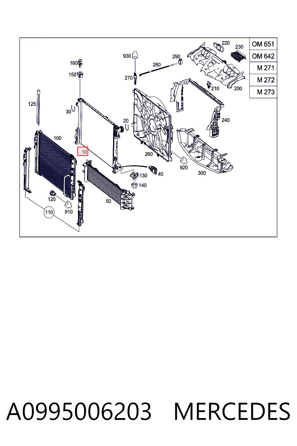 A0995006203 Mercedes Refrigeración del motor