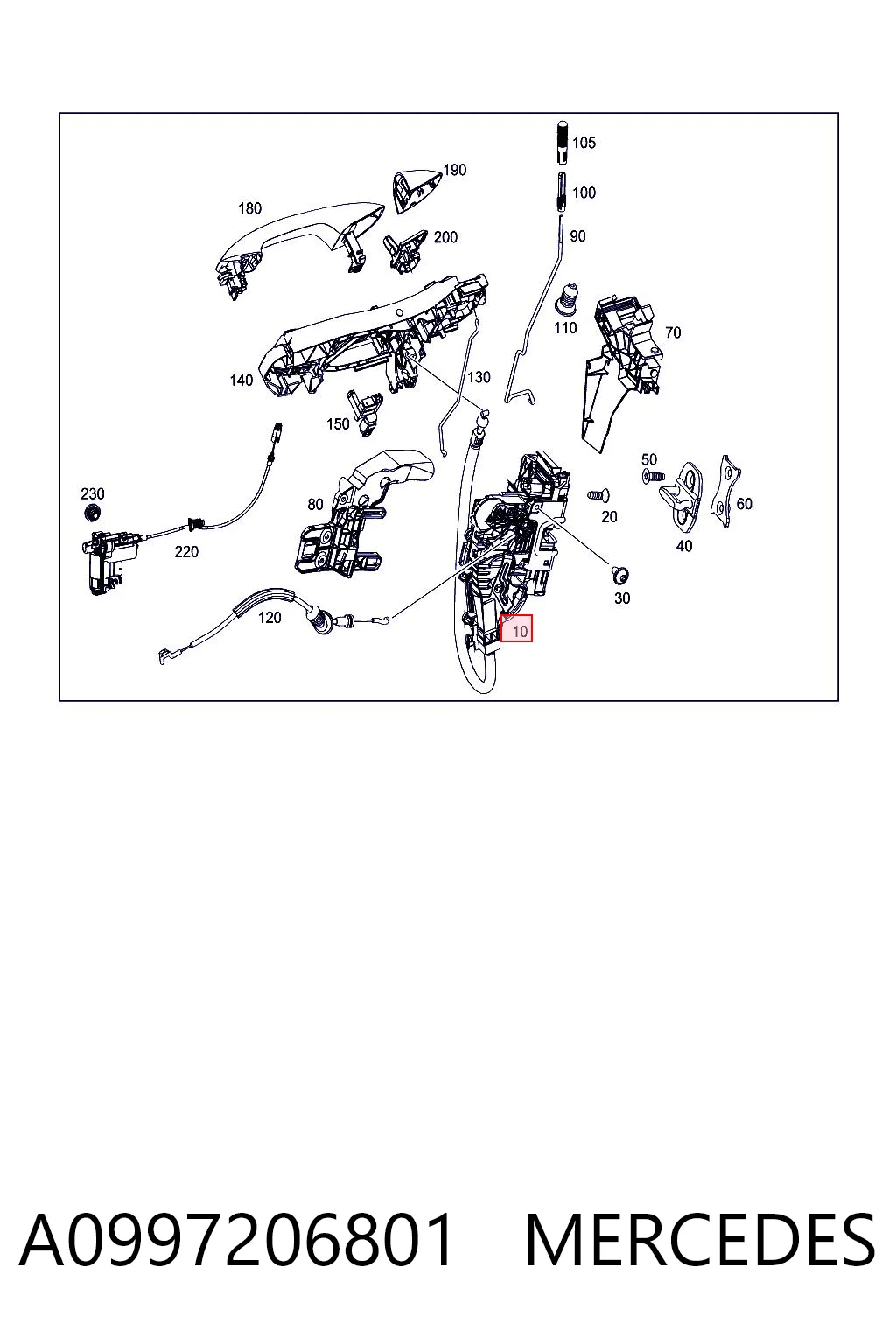 A0997206801 Mercedes Cerradura de puerta delantera derecha