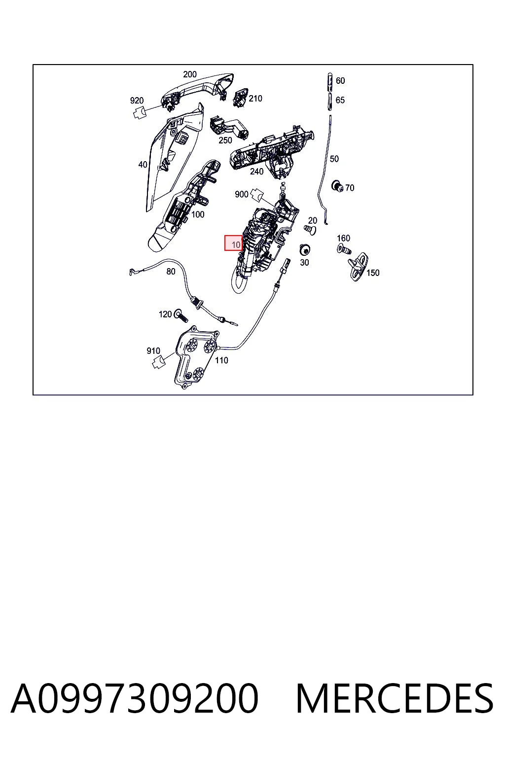 A0997309200 Mercedes Cerradura de la puerta trasera derecha