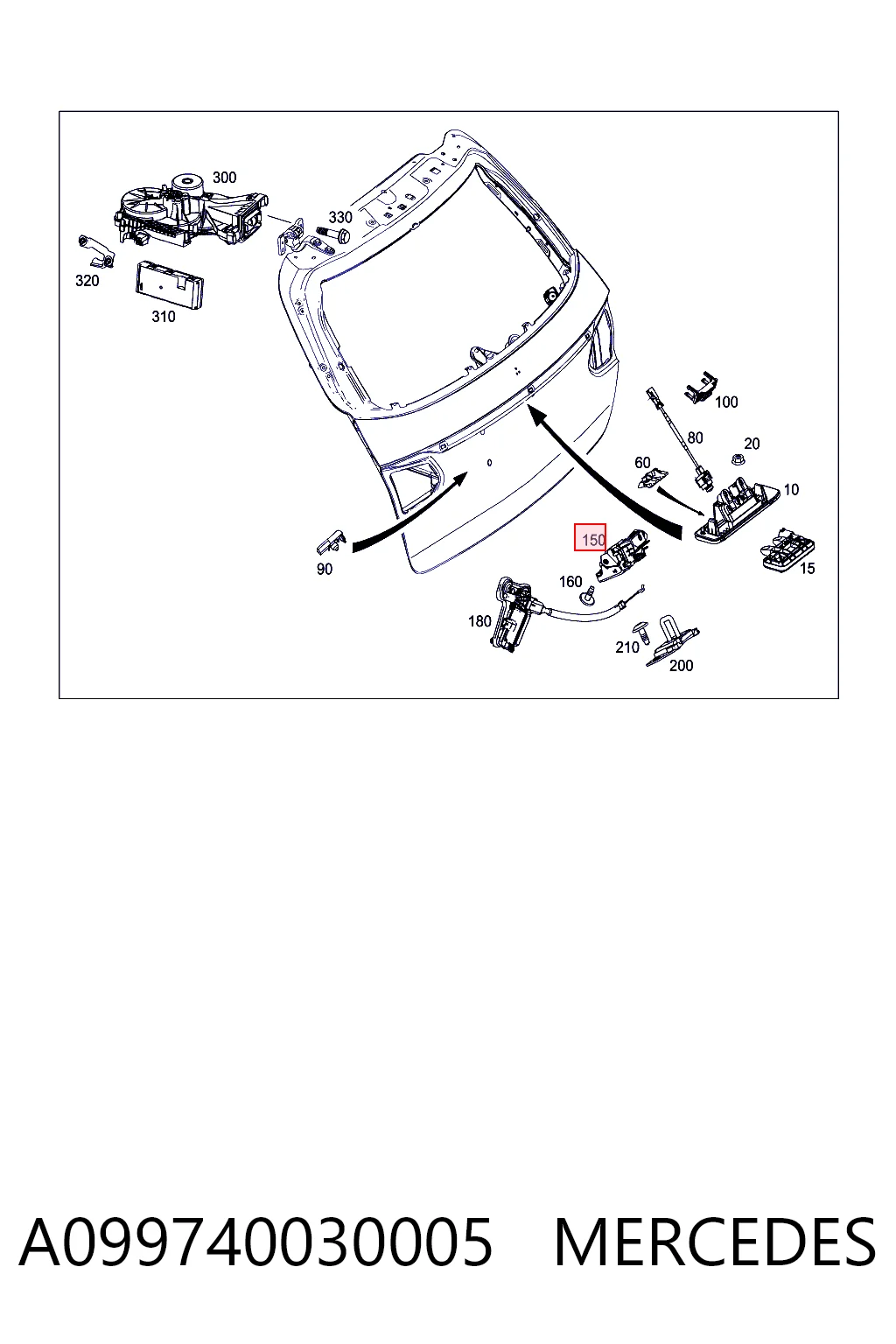 Cerradura de portón trasero Mercedes E familiar (S213) (2016 - 2023) precio, desde 66,79 EUR