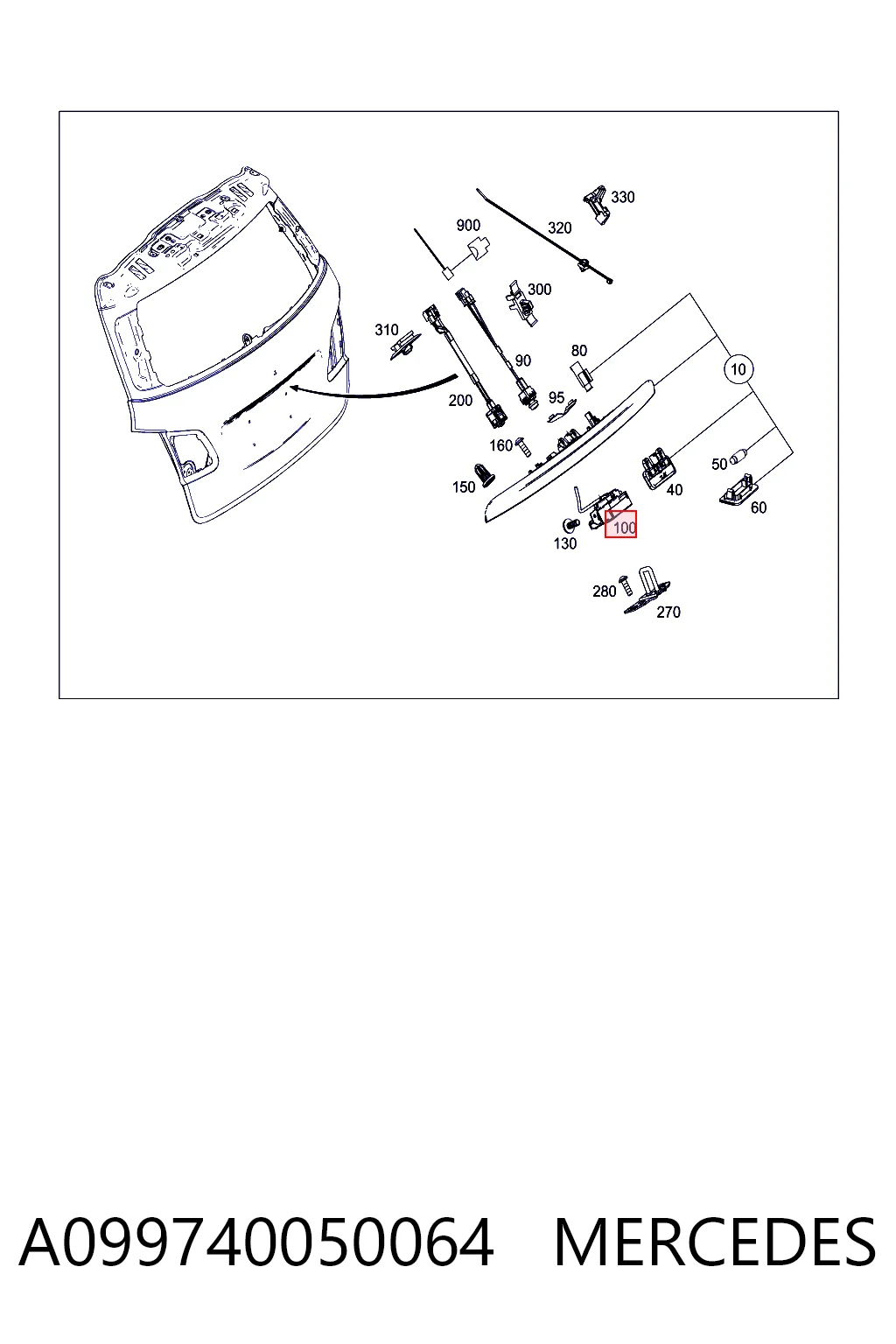 Cerradura de puerta trasera para Mercedes A  (W176)