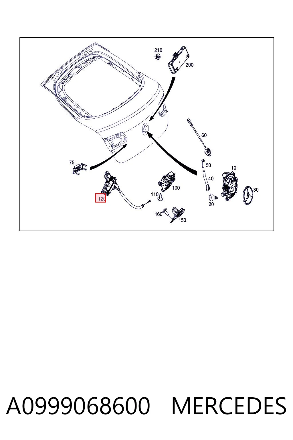 A0999068600 Mercedes Motor de cierre suave del maletero